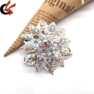 Rhinestone Crystal Brooch Buckle with Metal Loop Round Big Buttons for Sewing Crystal Shank Button Wholesale