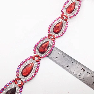 Trendy Style 2020 Newest Fashion colorful design rhinestone hot fix tape trimmings for carnival dress