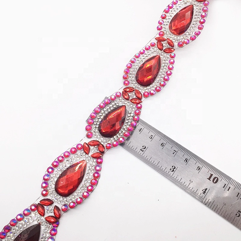 Trendy Style 2020 Newest Fashion colorful design rhinestone hot fix tape trimmings for carnival dress