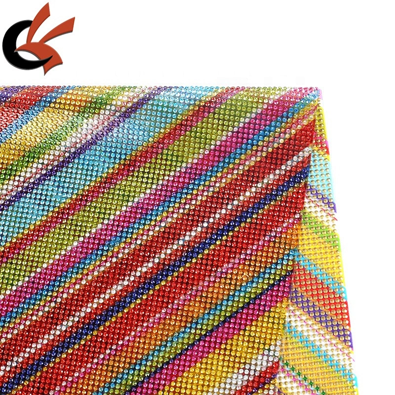 24*40cm gradual change colors glass rhinestone hot fix mesh iron on Strass sheet