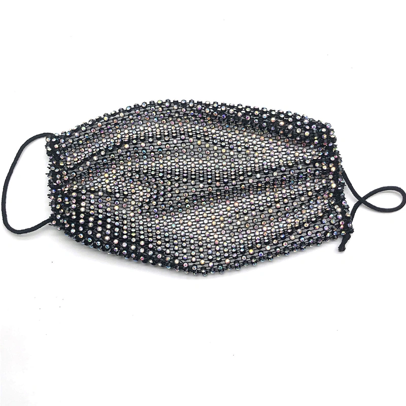 Hot Selling Fashion Rhinestone Bling Fishing net Party crystal Face Mask for Women