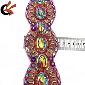 wholesale carnival dress belt decoration large red AB hot fix rhinestone trimming