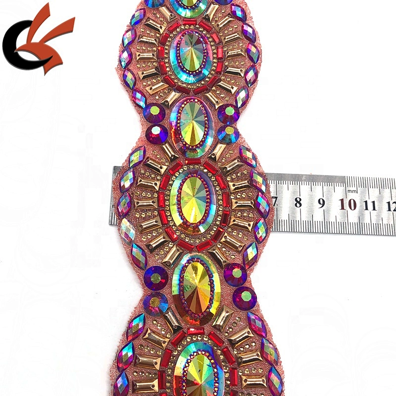 wholesale carnival dress belt decoration large red AB hot fix rhinestone trimming