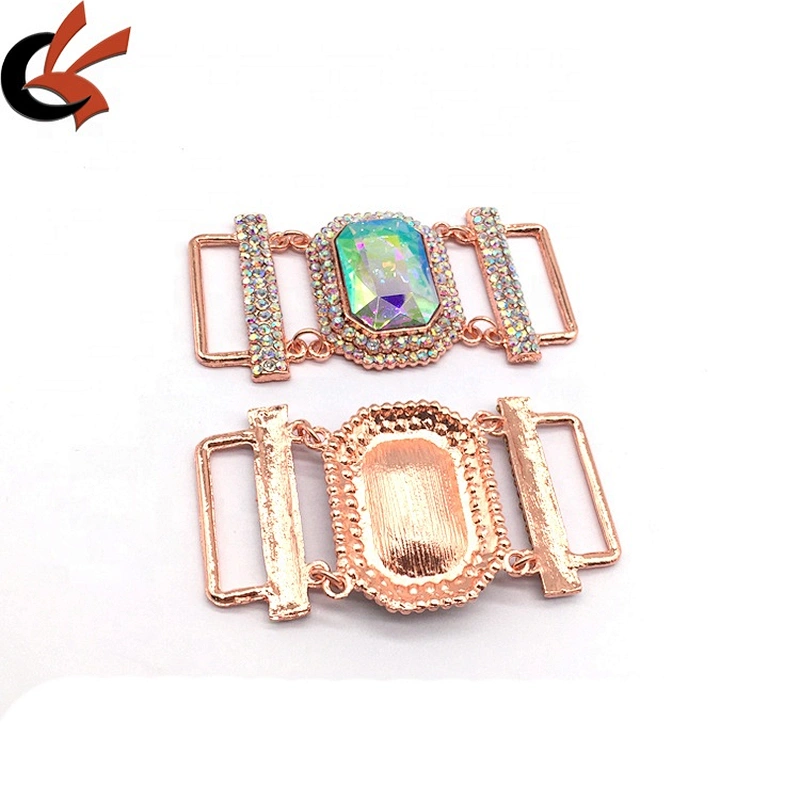 Fashion Crystal Jewelry Swimwear AB Rhinestone Rose Gold Plated Crystal Bikini Connector Buckle