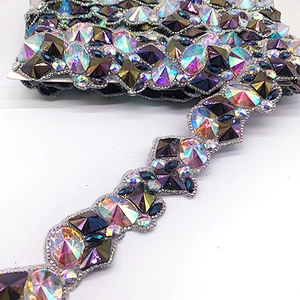 China supplier of Carnival costumes colorful iron on resin rhinestone trimming