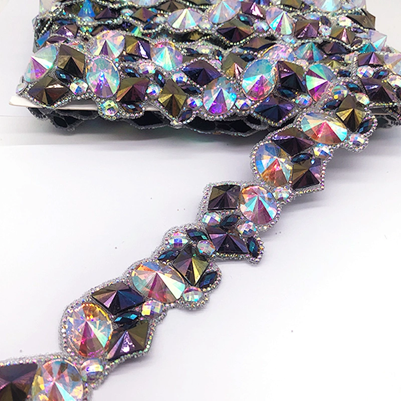China supplier of Carnival costumes colorful iron on resin rhinestone trimming
