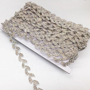 Fashion wedding dress accessories simple rhinestone chain leafage design crystal trims wholesale