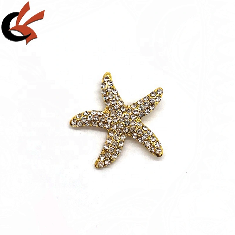 Wholesale high quality gold base clear crystal star shape rhinestone buckles for wedding