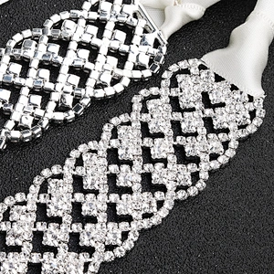 2020 hot sale Luxury custom rhinestone appliques rhinestone ribbon belt