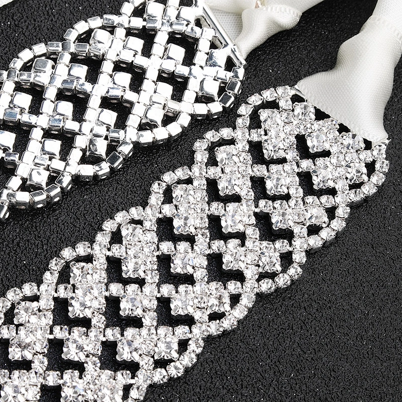2020 hot sale Luxury custom rhinestone appliques rhinestone ribbon belt