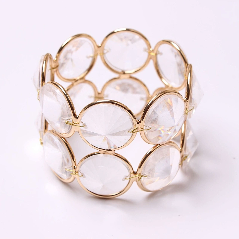 New 2021 fashion wedding table accessories sparkling gold plated frame lighting diamond crystal napkin ring