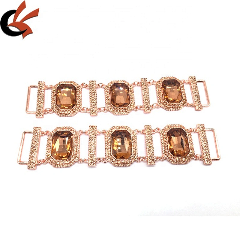Factory customize swim suits accessories rose gold jewelry beach style rhinestone bikini connectors