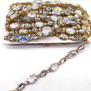 Bulk wholesale Newest gold crystal trimming for apparel