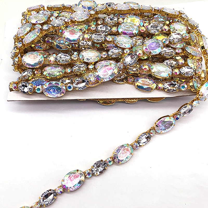 Bulk wholesale Newest gold crystal trimming for apparel