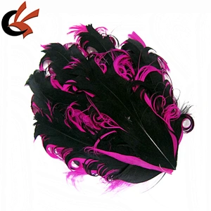 Red on black color  curly goose feather pad for baby headband