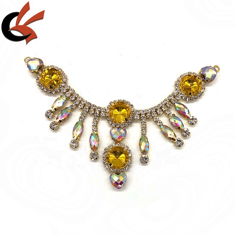 luxurious Yellow AB Gold Rhinestone Swimsuit Connector for sexy girls