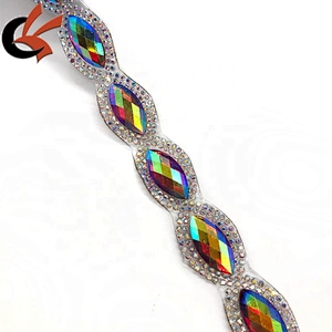Sparkling Red AB eyes shape resin rhinestone heat transfer trimming iron on tape
