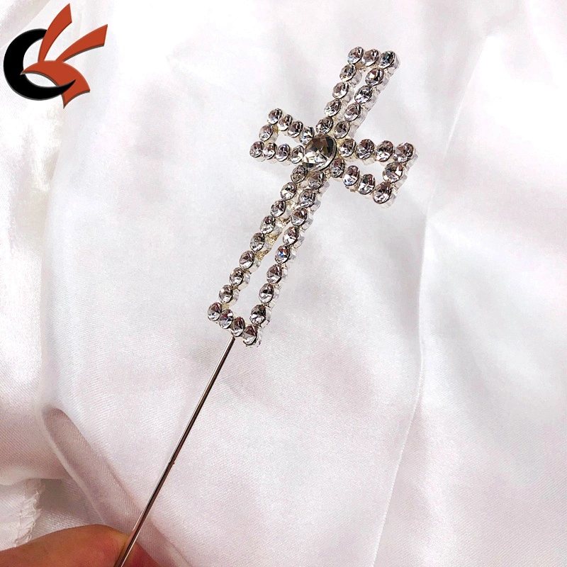 wedding decoration clear crystal 6cm height cross rhinestone cake topper
