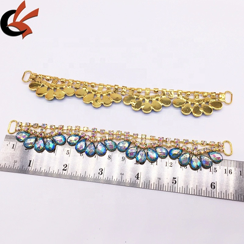 factory wholesale fashion new product ab blue hanging pave bikini connector/rhinestone connector for swimwear
