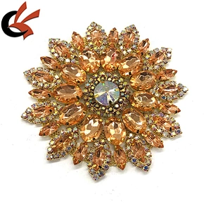 Gold Gorgeous Acrylic Crystal Rhinestone Diamante Motif Sew on Applique for Carnival Dress Decoration