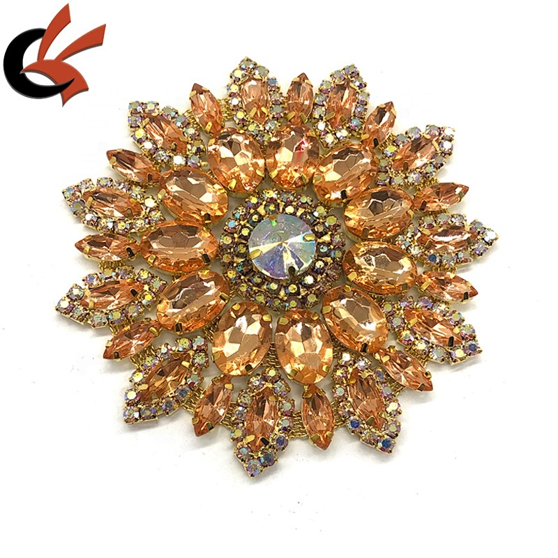 Gold Gorgeous Acrylic Crystal Rhinestone Diamante Motif Sew on Applique for Carnival Dress Decoration