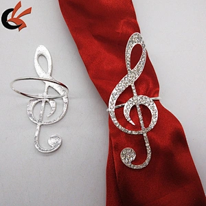 wedding wholesale treble clef rhinestone brooch napkin ring