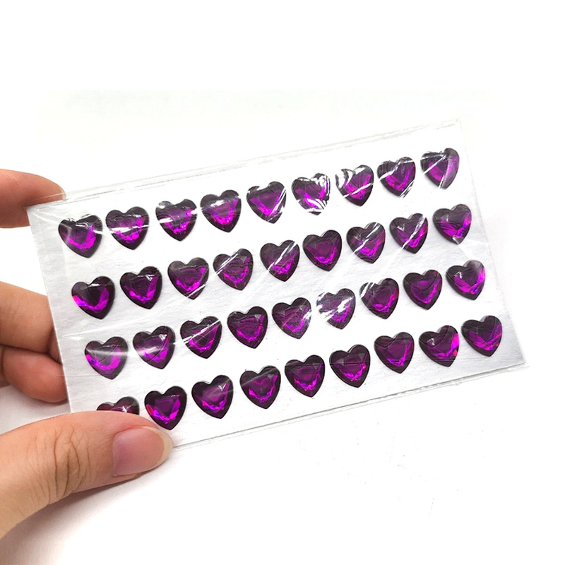 Assort Heart Acrylic rhinestone Self Adhesive Craft Stickers