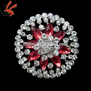 bouquet supplies Wedding Accessories red and crystal Flower Bridal Brooch