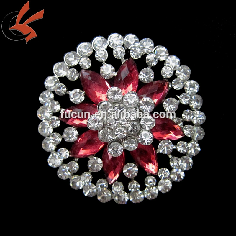 bouquet supplies Wedding Accessories red and crystal Flower Bridal Brooch