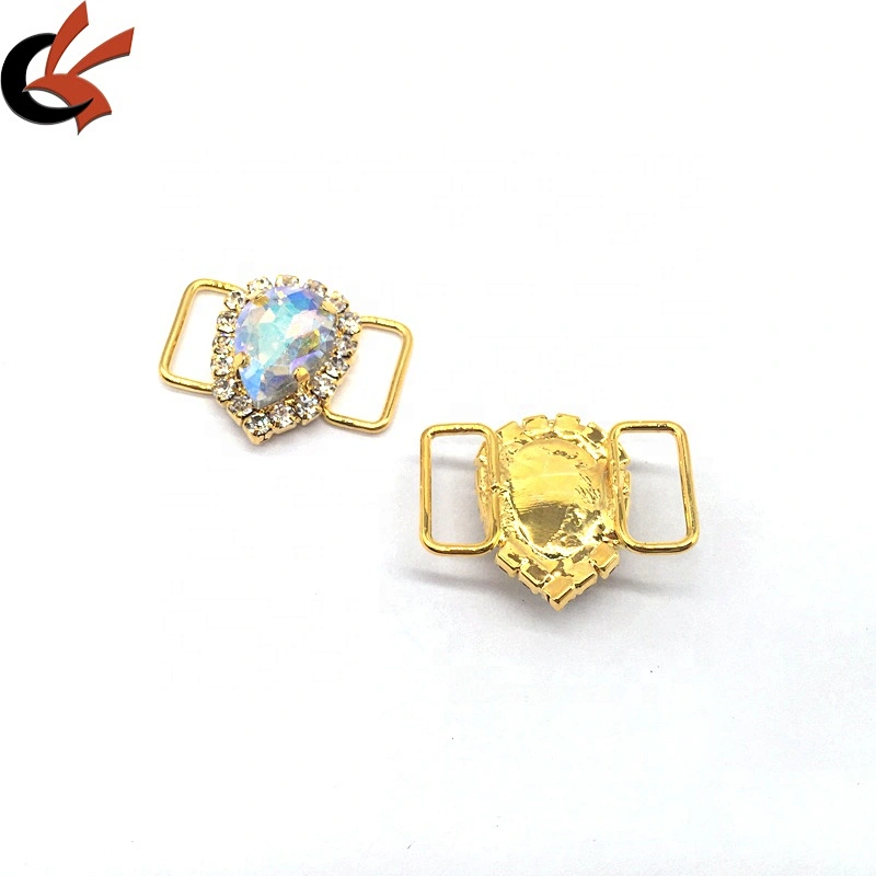 China make small bikini ornaments waterdrop centre crystal swimwear bikini buckle connector