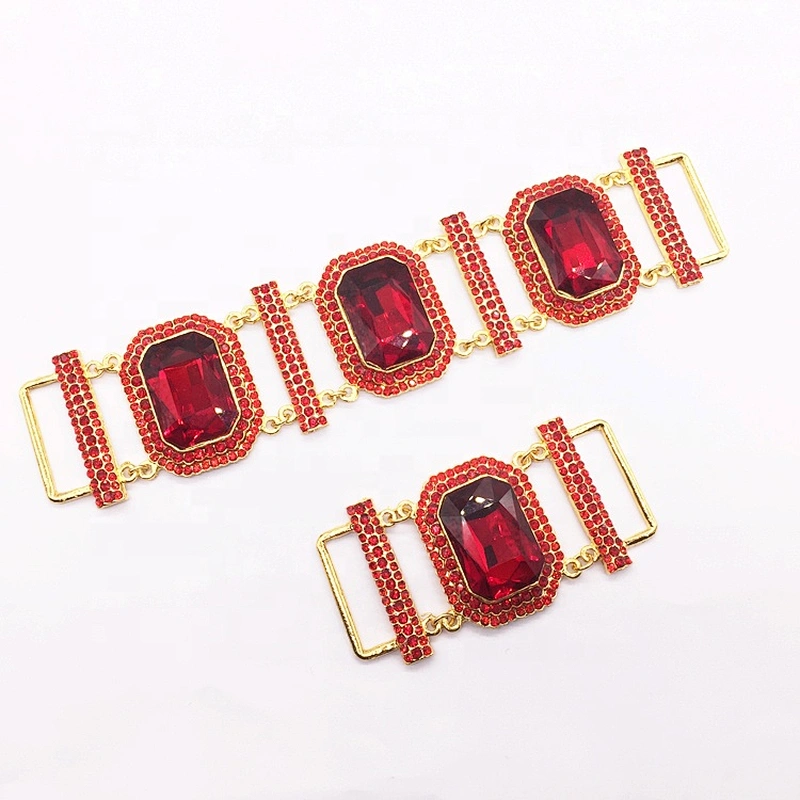 Luxury hip rhinestone red chain big stone crystal bikini connector for women swimsuit