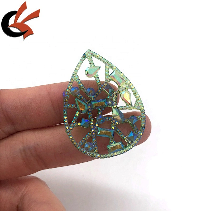 special hollow drop shape green AB sew on resin beads