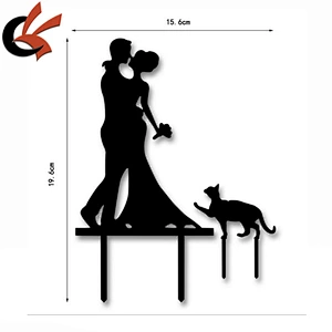 Wedding decoration Acrylic bride and groom with cat cake topper party supply