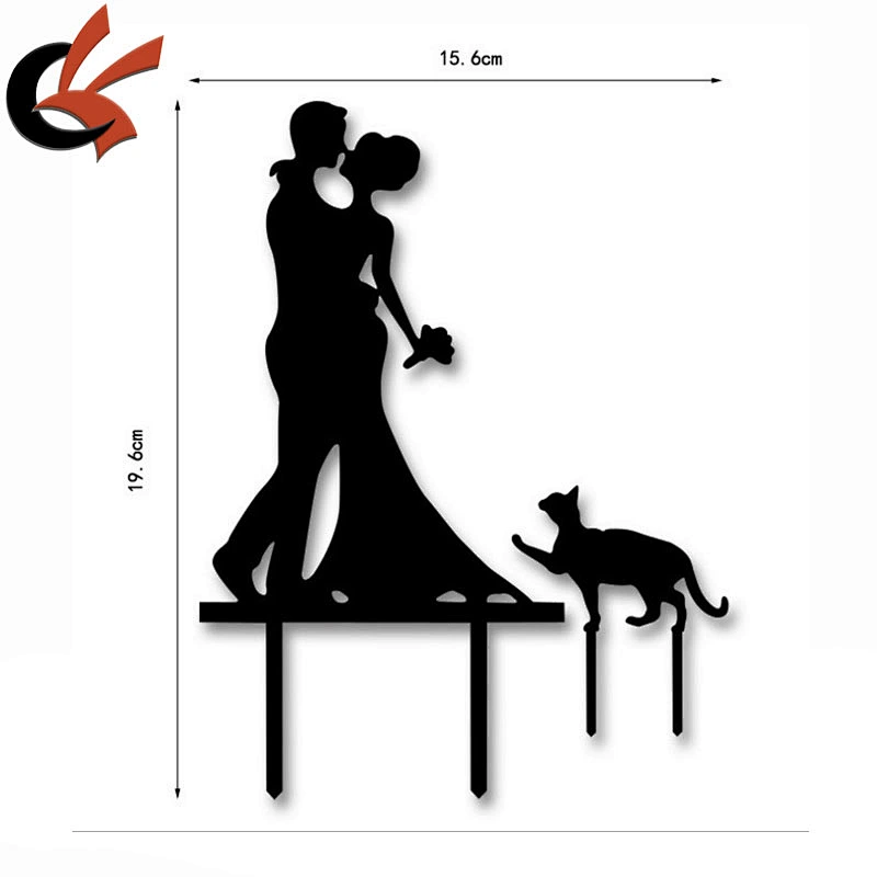 Wedding decoration Acrylic bride and groom with cat cake topper party supply