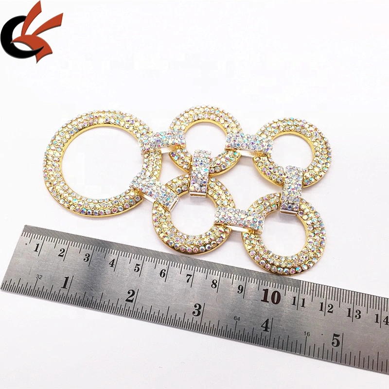 New Customize Design 2020 Alloy Metal Diamond Rhinestone Gold AB Glass Circle Crystal Bikini Connector