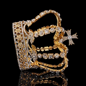 wedding bridal bulk princess Rhinestone Crystal full round Crown Tiara