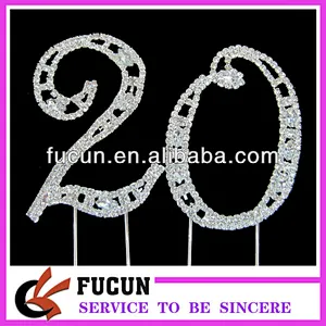 number 20 rhinestone wedding cake toppers acrylic