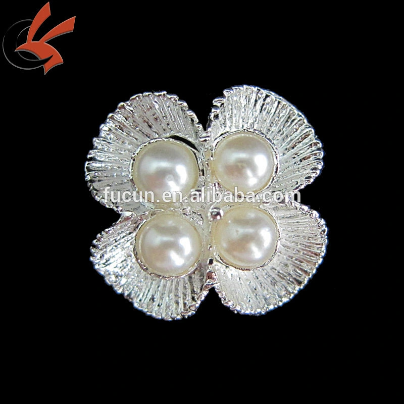 Cute Small Silver Plated and Pearl Flower Wedding Brooch Pin