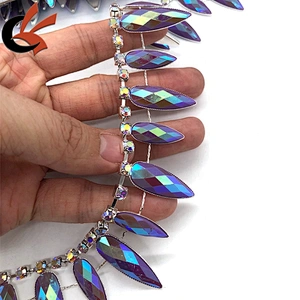 Fancy Drops tassel trimming shining AB colors rhinestone chain trimming