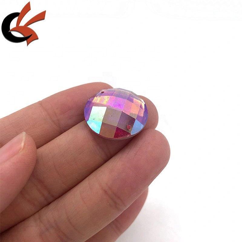 22mm Round shape Pink AB sew on resin rhinestones
