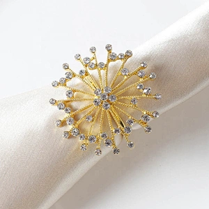 Simple style gold metal rhinestone beads napkin ring for weddings