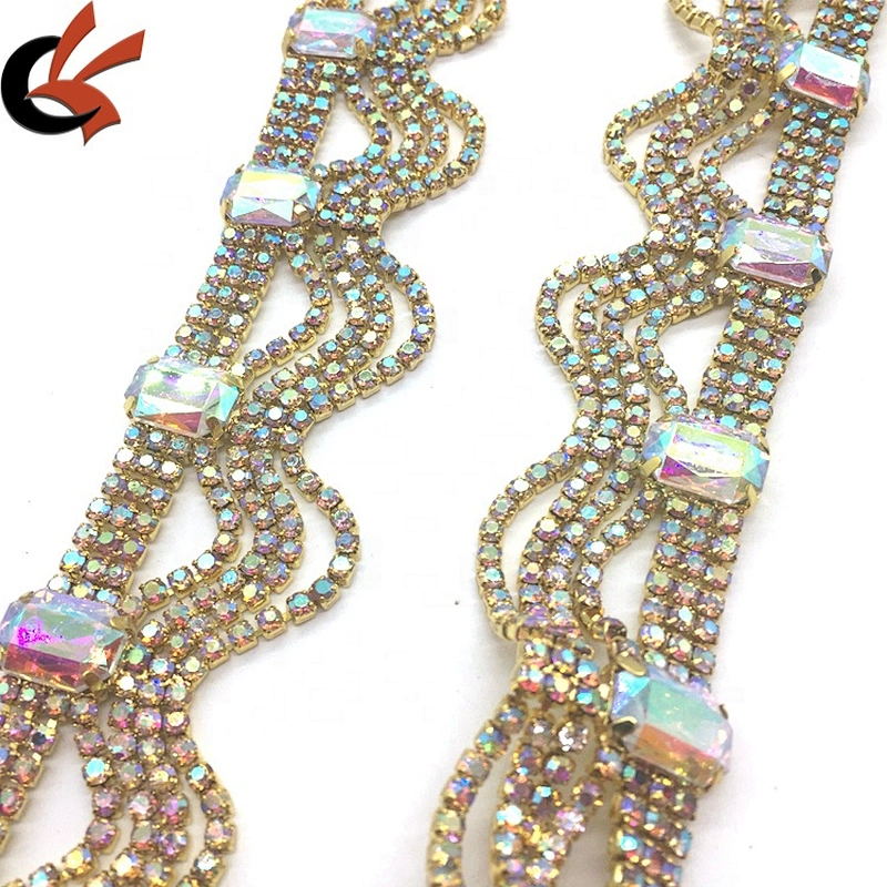Custom made jewelry factory wholesale popular garment charms wave design pendent tassels rhinestone trims