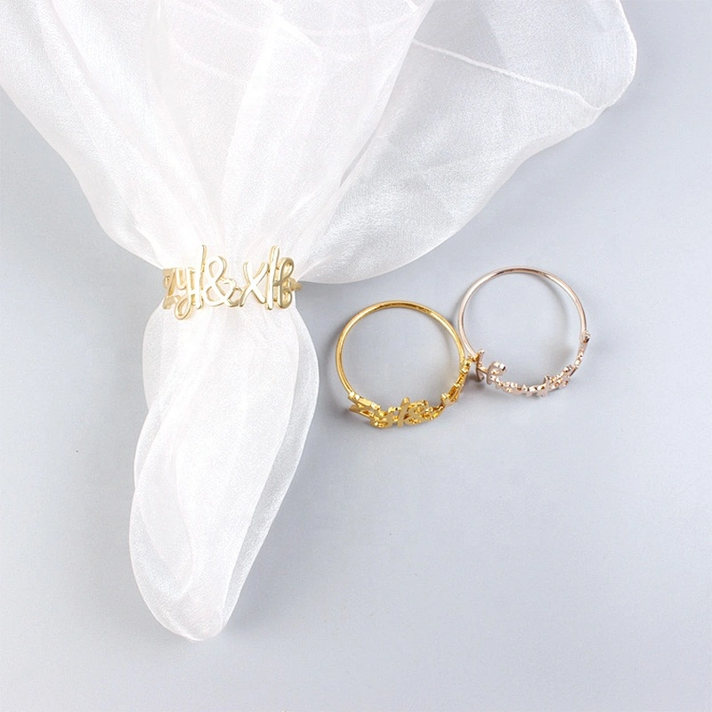 New Fashion Custom Initial Alphabet Letter Engrave Wedding Metal Napkin Ring