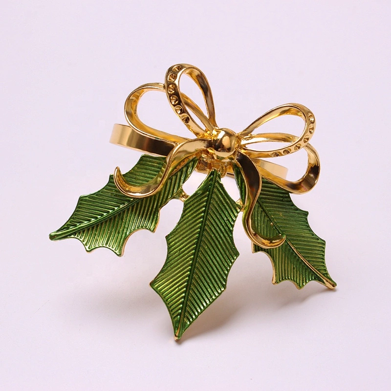 Fashion delicate serviette metal leaf napkin ring for easter Christmas party dinner table decor