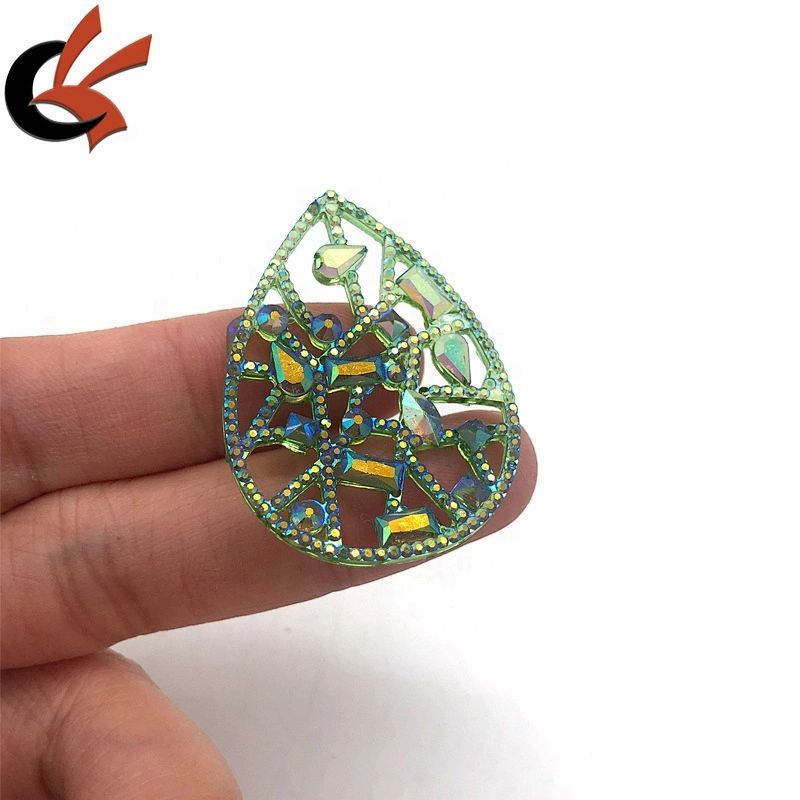 special hollow drop shape green AB sew on resin beads