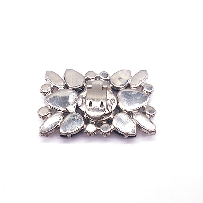rectangle Silver Rhinestone Shoe Clip Buckle With acrylic crystal