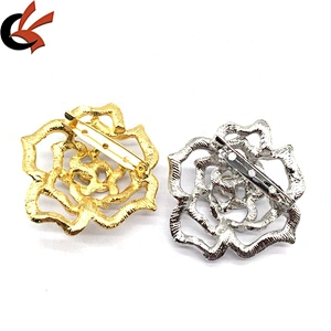 High quality fashion flower design women garment decoration metal rhinestone crystal brooch pin
