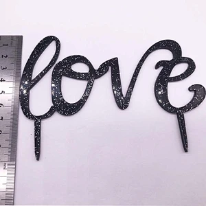 Engaged Acrylic Cake Topper for Wedding Decoration in black Glitter color