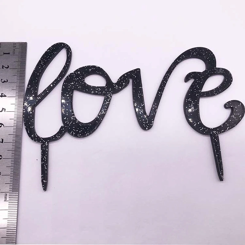 Engaged Acrylic Cake Topper for Wedding Decoration in black Glitter color