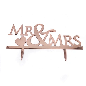 Wedding Cake Deco Mirror Rose Gold Mr&Mrs Wedding Cake Topper